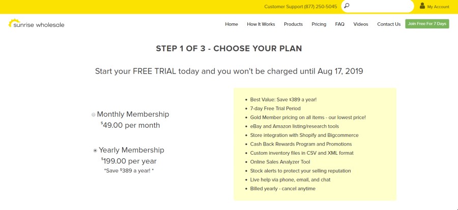 Sunrise Wholesale - plans and pricing